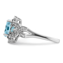 Sterling Silver Rhodium Diam. & Sky Blue Topaz Ring - 30