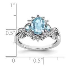 Sterling Silver Rhodium Diam. & Sky Blue Topaz Ring - 29
