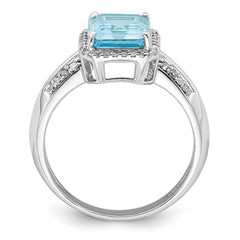 Sterling Silver Rhodium Diam. & Sky Blue Topaz Ring - 31