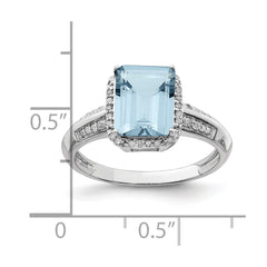 Sterling Silver Rhodium Diam. & Sky Blue Topaz Ring - 31