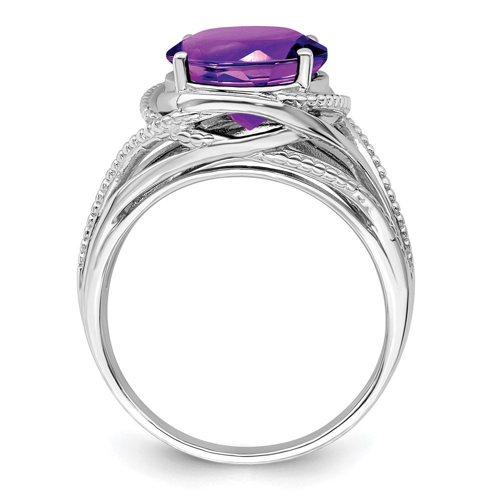 Sterling Silver Rhodium-plated Amethyst Ring - 38