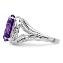 Sterling Silver Rhodium-plated Amethyst Ring - 38