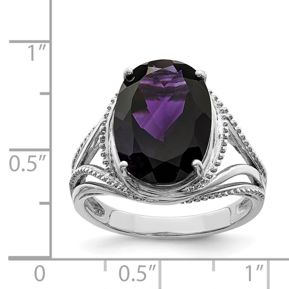 Sterling Silver Rhodium-plated Amethyst Ring - 38