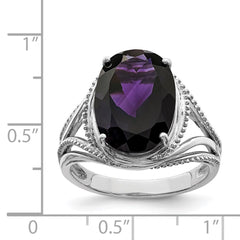 Sterling Silver Rhodium-plated Amethyst Ring - 38