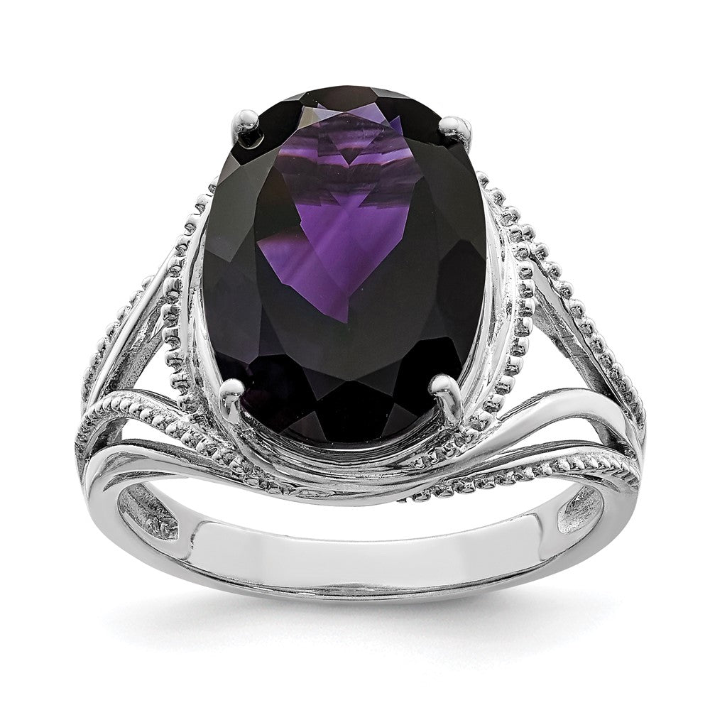 Sterling Silver Rhodium-plated Amethyst Ring - 38