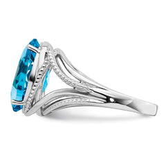 Sterling Silver Rhodium Blue Topaz Ring - 5