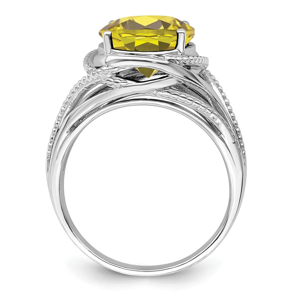 Sterling Silver Rhodium Lemon Quartz Ring - 11