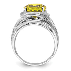 Sterling Silver Rhodium Lemon Quartz Ring - 10