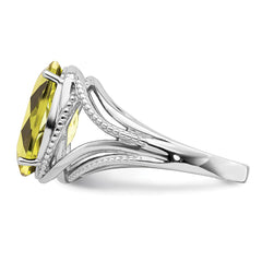Sterling Silver Rhodium Lemon Quartz Ring - 10