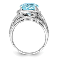 Sterling Silver Rhodium Sky Blue Topaz Ring - 10