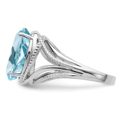 Sterling Silver Rhodium Sky Blue Topaz Ring - 10