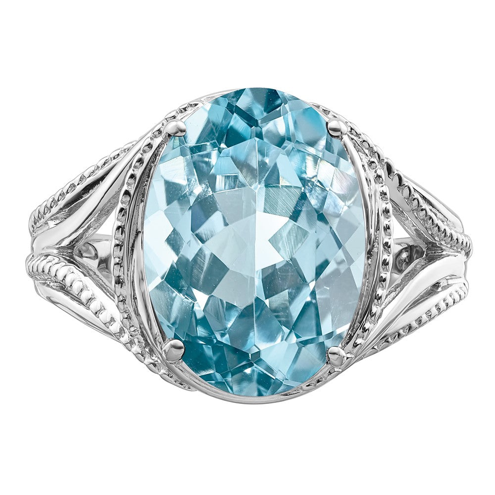 Sterling Silver Rhodium Sky Blue Topaz Ring - 12