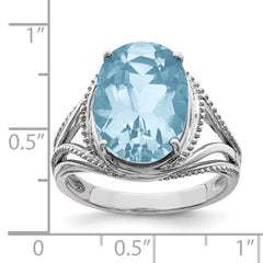 Sterling Silver Rhodium Sky Blue Topaz Ring - 12