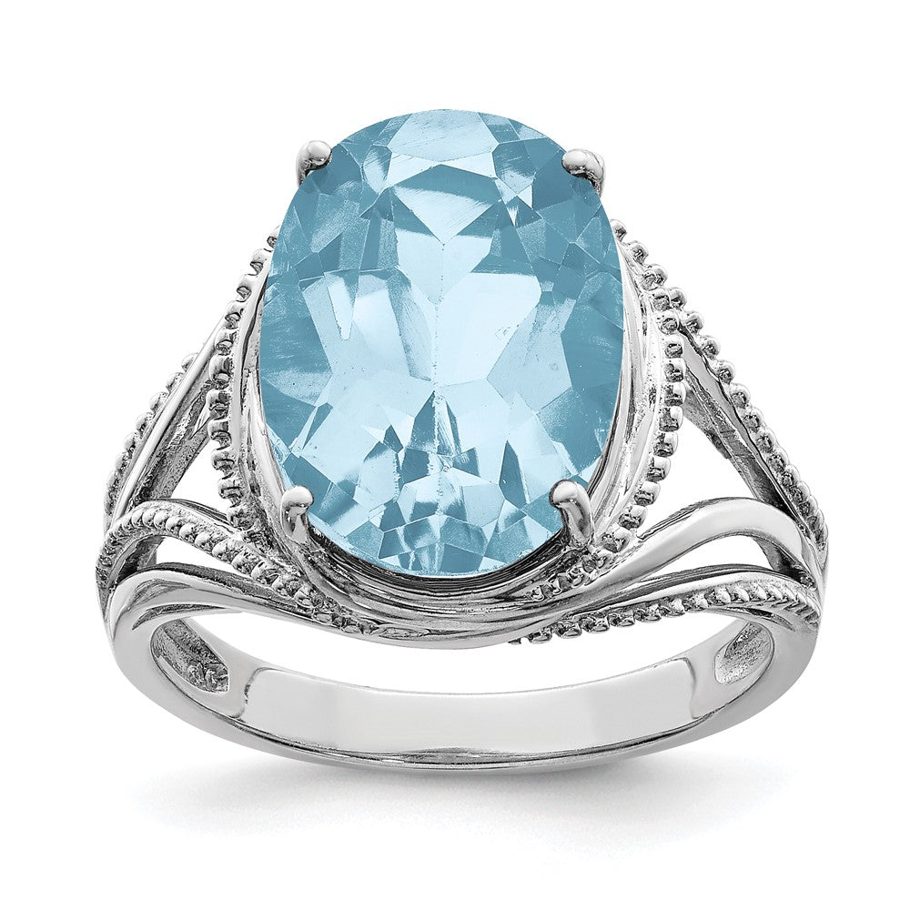 Sterling Silver Rhodium Sky Blue Topaz Ring - 12