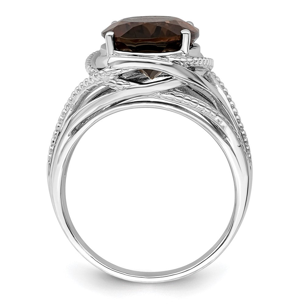 Sterling Silver Rhodium Smoky Quartz Ring - 20