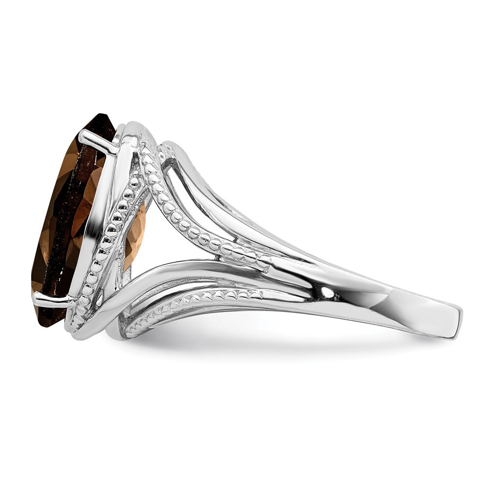 Sterling Silver Rhodium Smoky Quartz Ring - 20