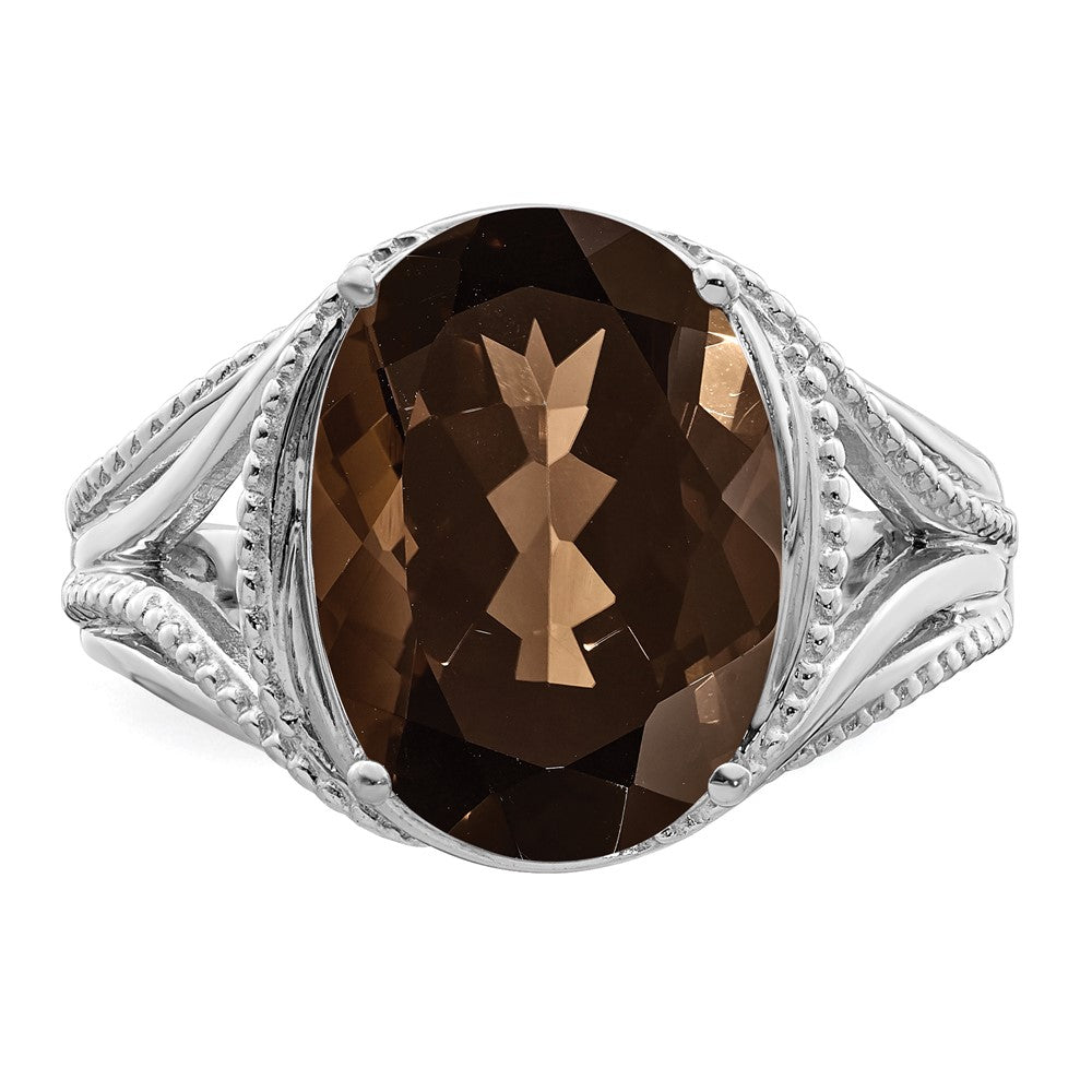 Sterling Silver Rhodium Smoky Quartz Ring - 20