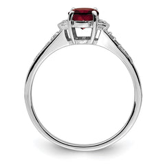 Sterling Silver Rhodium-plated Diamond & Garnet Ring - 2