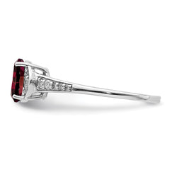 Sterling Silver Rhodium-plated Diamond & Garnet Ring - 2