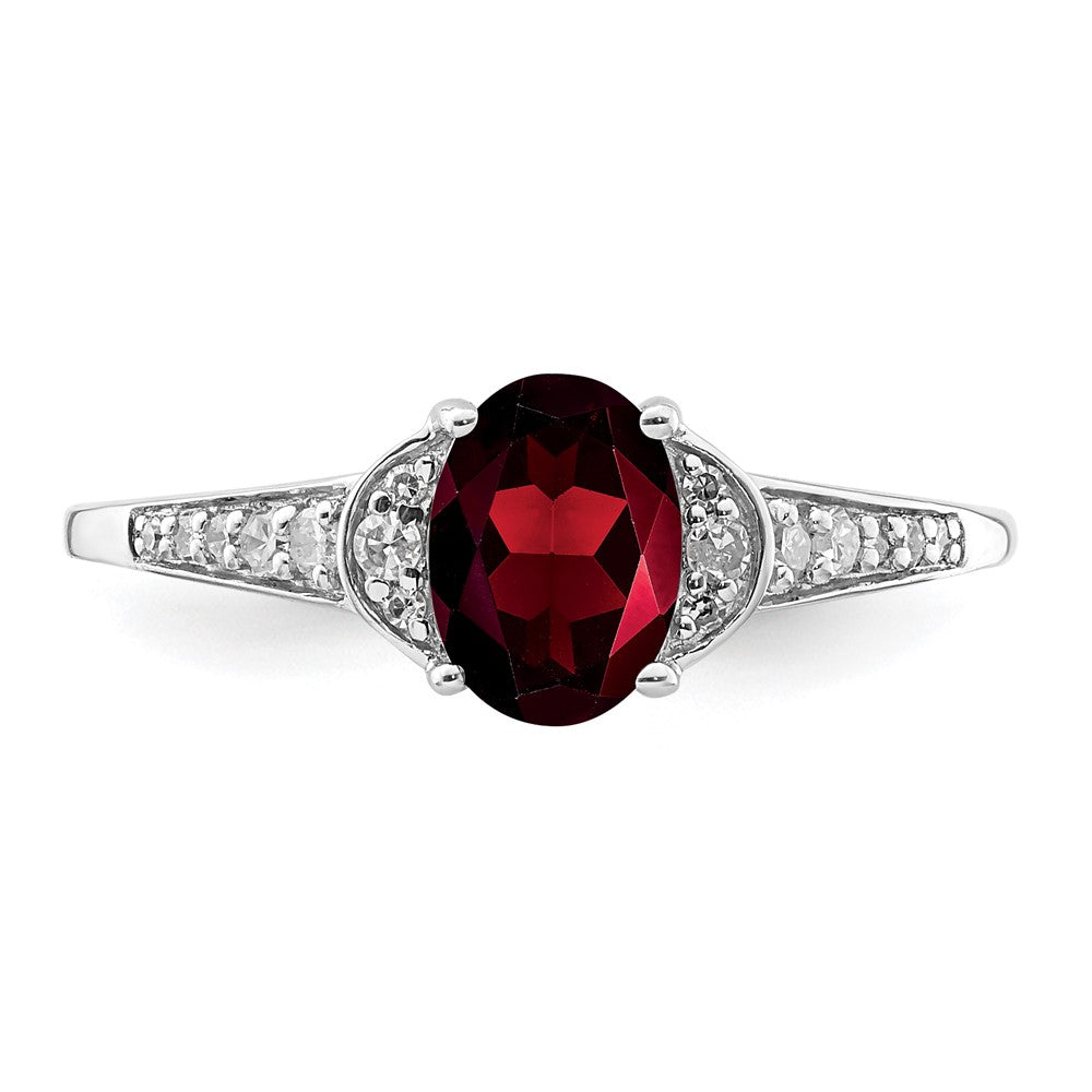 Sterling Silver Rhodium-plated Diamond & Garnet Ring - 3
