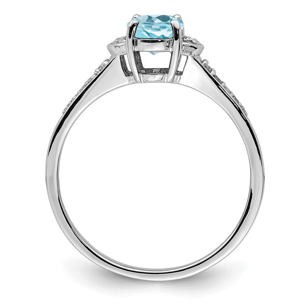 Sterling Silver Rhodium Diam. & Sky Blue Topaz Ring - 34