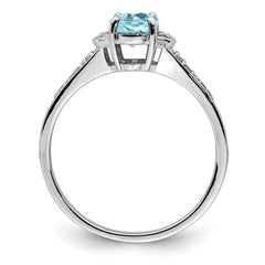 Sterling Silver Rhodium Diam. & Sky Blue Topaz Ring - 19