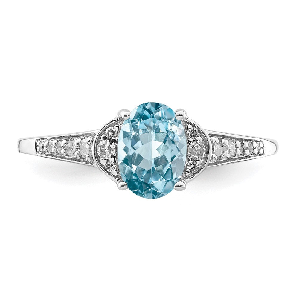 Sterling Silver Rhodium Diam. & Sky Blue Topaz Ring - 34