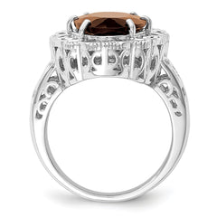 Sterling Silver Rhodium Smoky Quartz Ring - 4