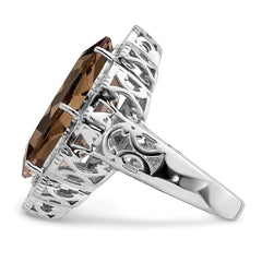 Sterling Silver Rhodium Smoky Quartz Ring - 2