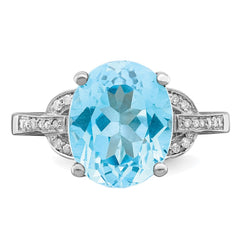 Sterling Silver Rhodium Sky Blue Topaz & Diam. Ring - 2