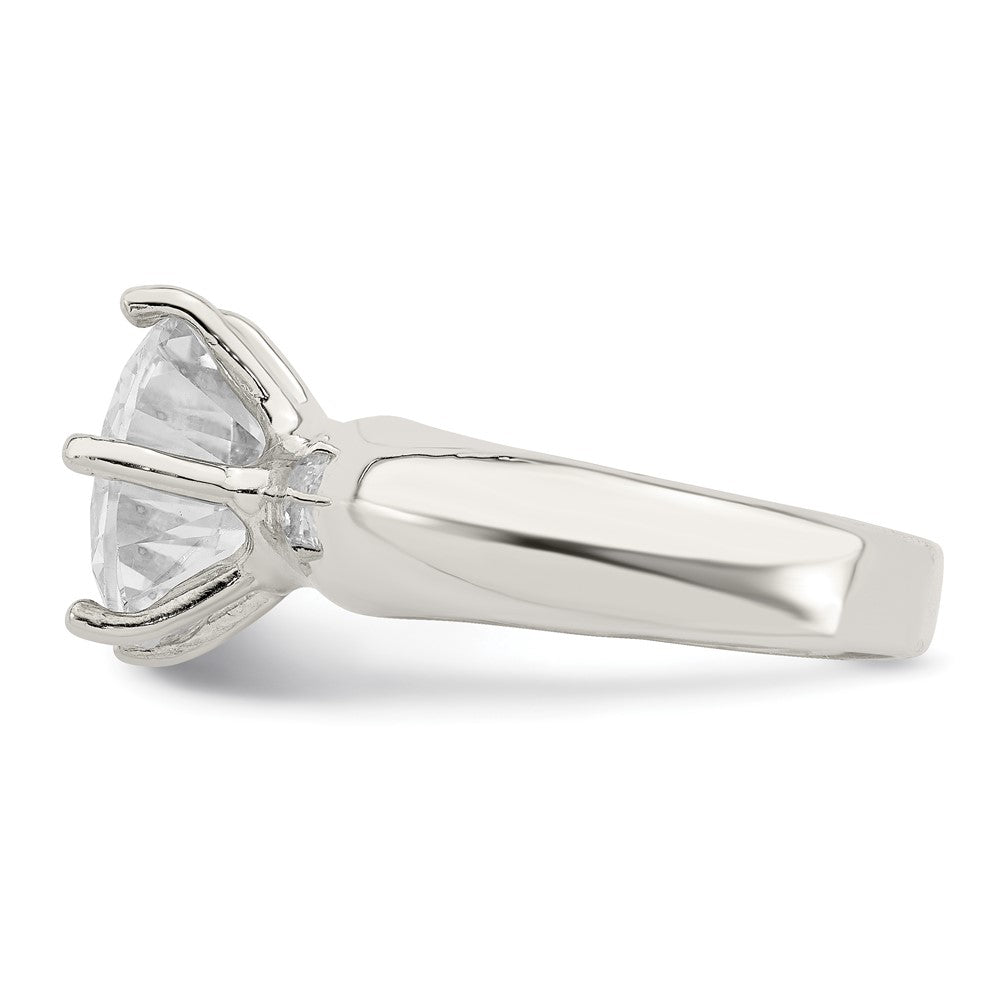 Sterling Silver Solitaire Round CZ Ring - 3