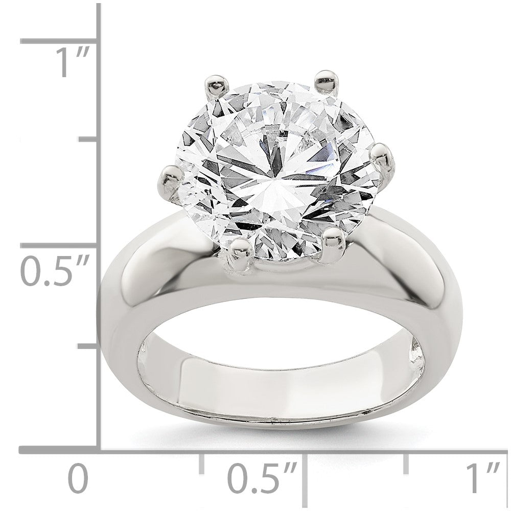 Sterling Silver Solitaire Round CZ Ring - 3