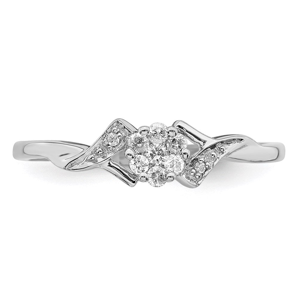 Sterling Silver Rhodium Plated Diamond Ring - 4