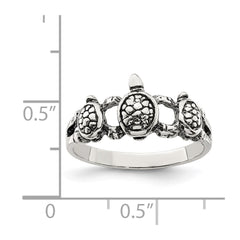 Sterling Silver Antiqued Turtle Ring - 2