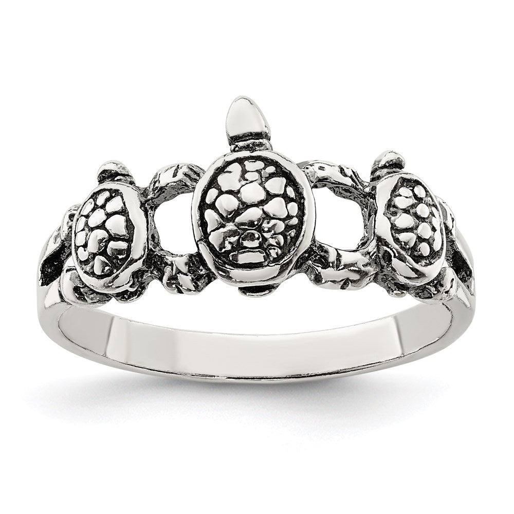 Sterling Silver Antiqued Turtle Ring - 2