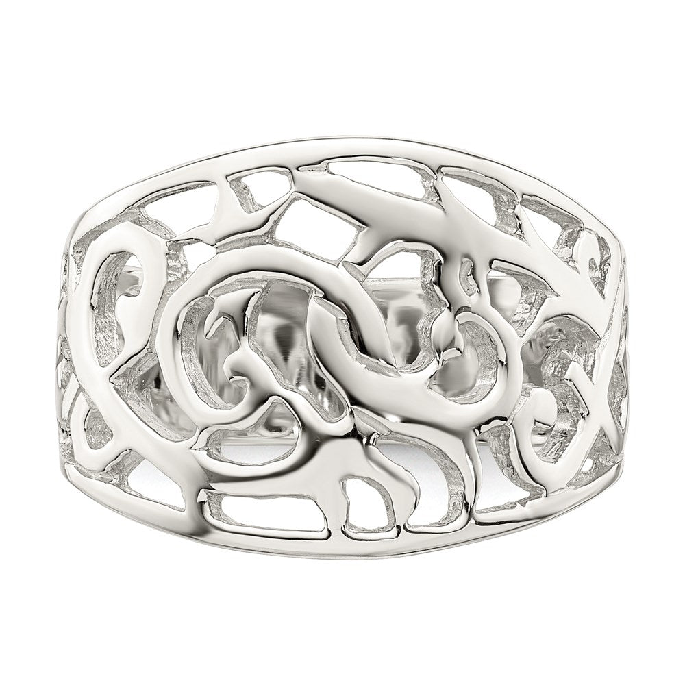 Sterling Silver Rhodium-plated Swirl Ring - 3
