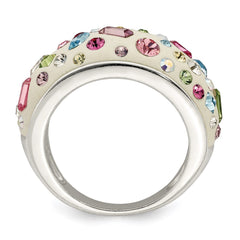 Sterling Silver Stellux Crystal Multi-Color White Ring - 2