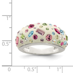Sterling Silver Stellux Crystal Multi-Color White Ring - 2