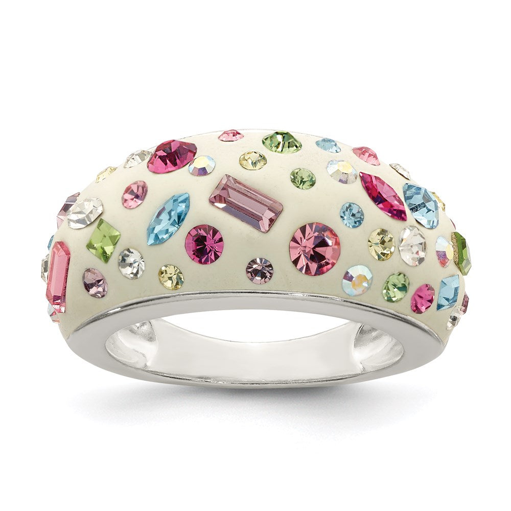 Sterling Silver Stellux Crystal Multi-Color White Ring - 2