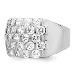 Sterling Silver Rhodium-plated CZ Wide Band Ring - 4