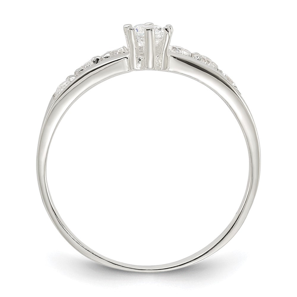 Sterling Silver Row and Solitaire CZ Ring - 2