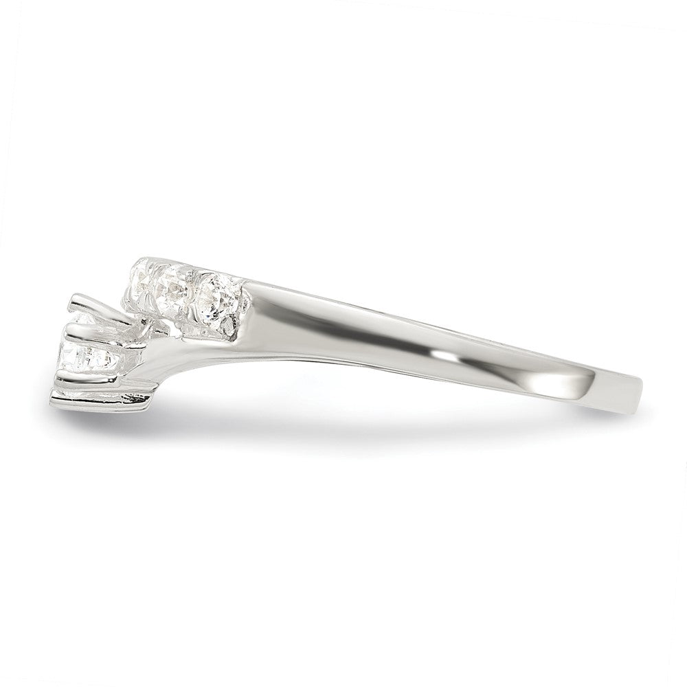 Sterling Silver Row and Solitaire CZ Ring - 2