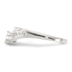 Sterling Silver Row and Solitaire CZ Ring - 2