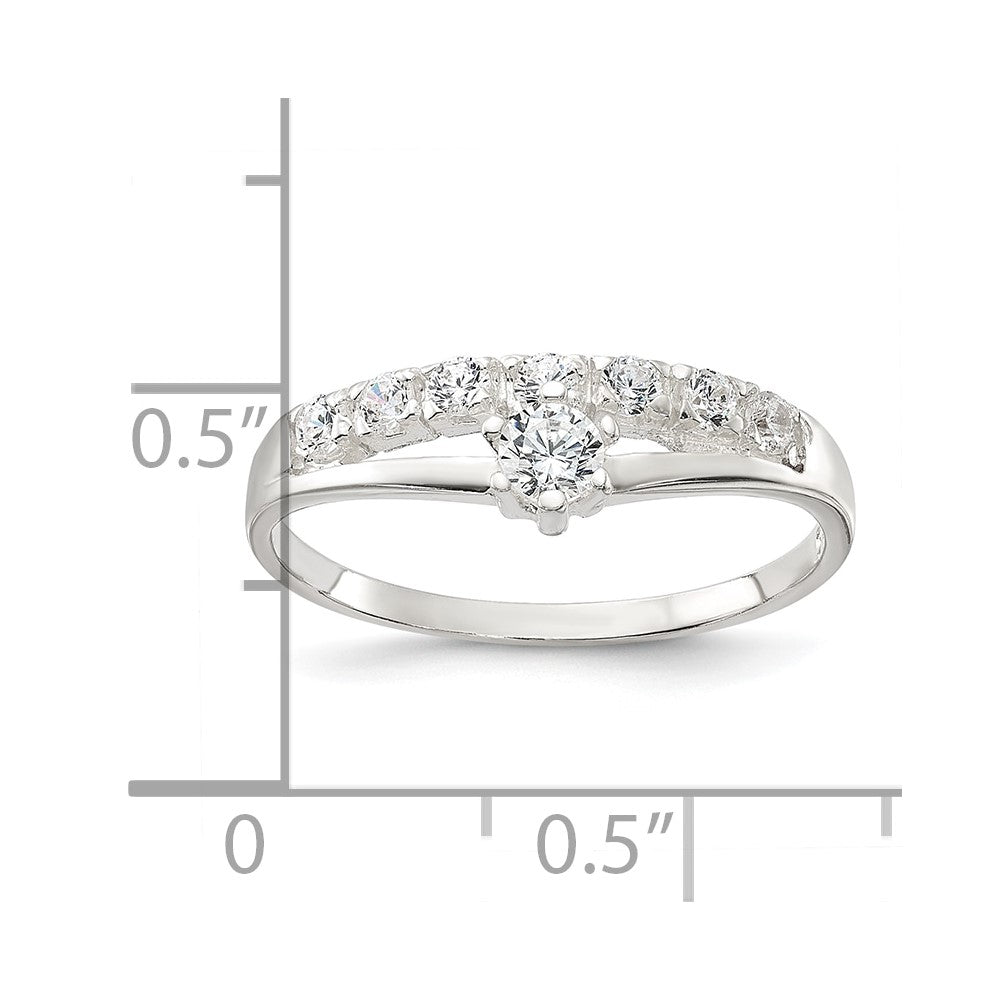 Sterling Silver Row and Solitaire CZ Ring - 3