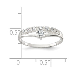 Sterling Silver Row and Solitaire CZ Ring - 3
