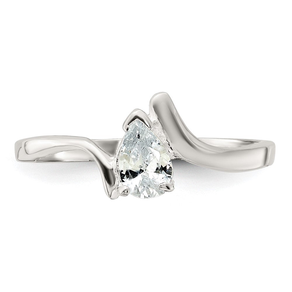 Sterling Silver Pear Shaped CZ Ring - 3
