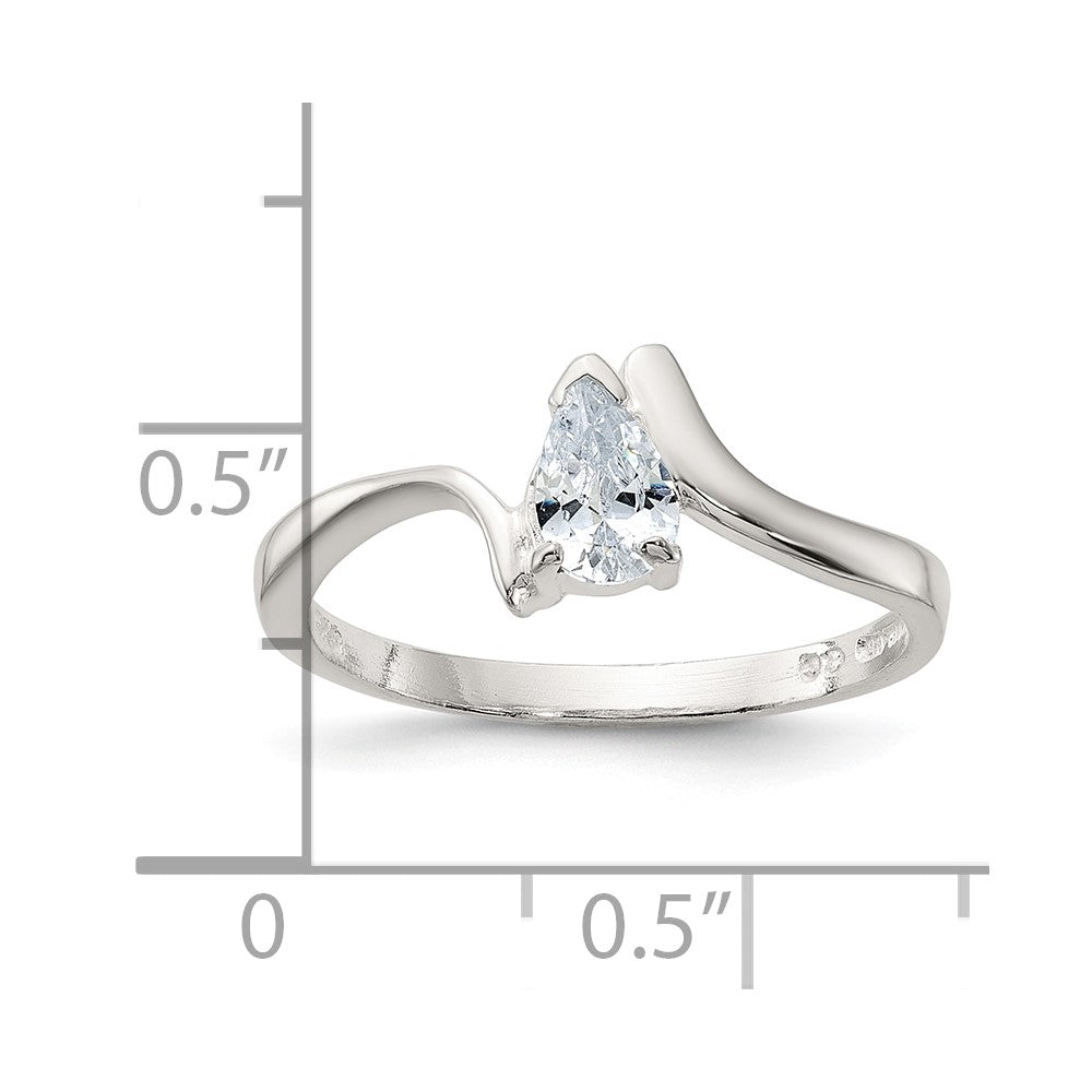Sterling Silver Pear Shaped CZ Ring - 3