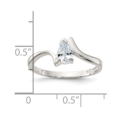 Sterling Silver Pear Shaped CZ Ring - 3