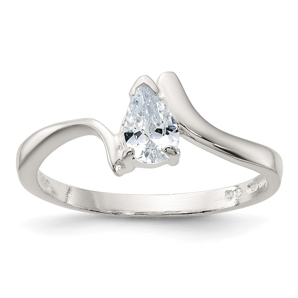 Sterling Silver Pear Shaped CZ Ring - 2