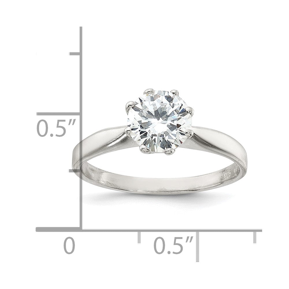 Sterling Silver Polished CZ Ring - 4